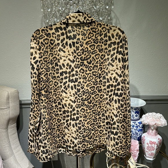 SHEIN cheetah and bow button down blouse - Picture 3 of 3